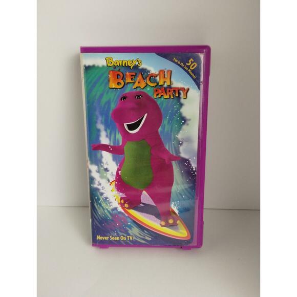 Barney & Friends Beach Party VHS Video Tape Sing Along Songs Vintage Hard Case - Picture 1 of 3